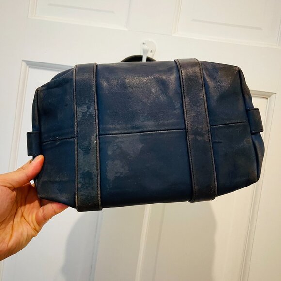 Vintage Coach 80’s Made in the USA Soft Navy Leather Satchel Doctor Bag - Picture 3 of 16